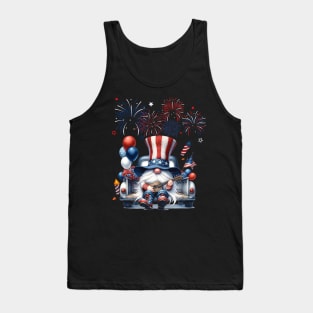 4th Of July Patriotic Gnomes Sunglasses American Fireworks Tank Top